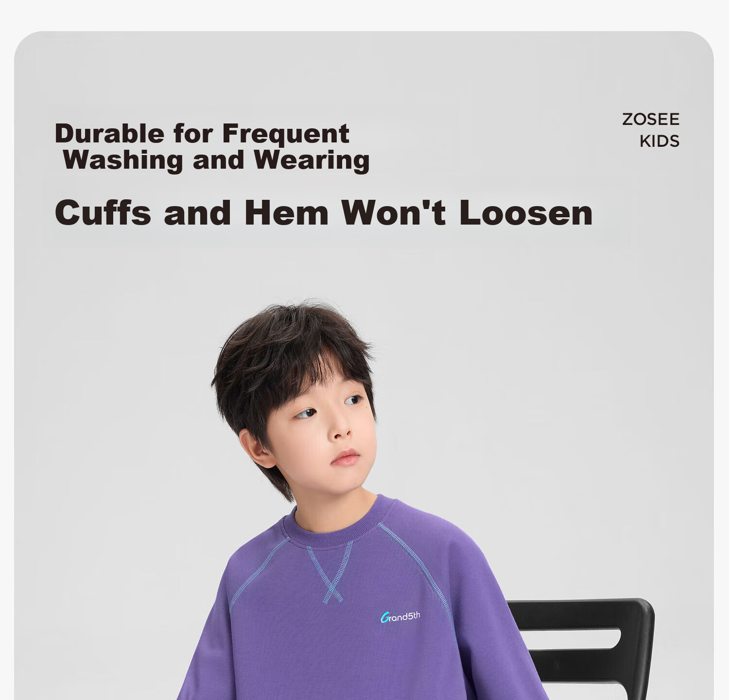Zuo Xi Kids Boys Sweatshirt 2026 New Spring Children's Letter Graffiti Sports Top Light Gray 165 7
